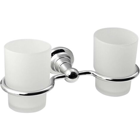 Sapho Diamond - Halterung für 2 Gläser, Chrom/Milchglas 1317-05