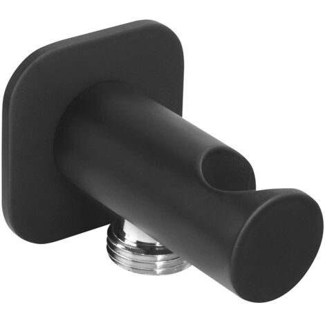 Sapho Duchas - Codo de pared con soporte, negro mate SG403NE