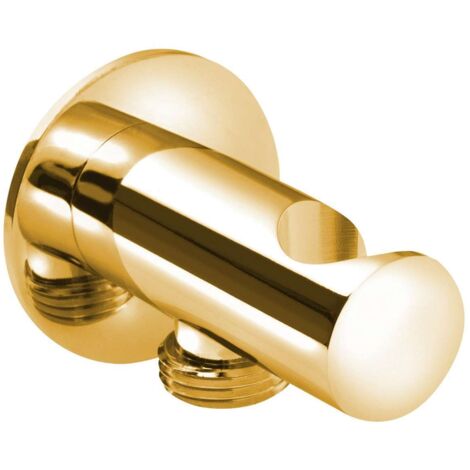 Sapho Duchas - Codo de pared con soporte, redondo, oro SG203OR