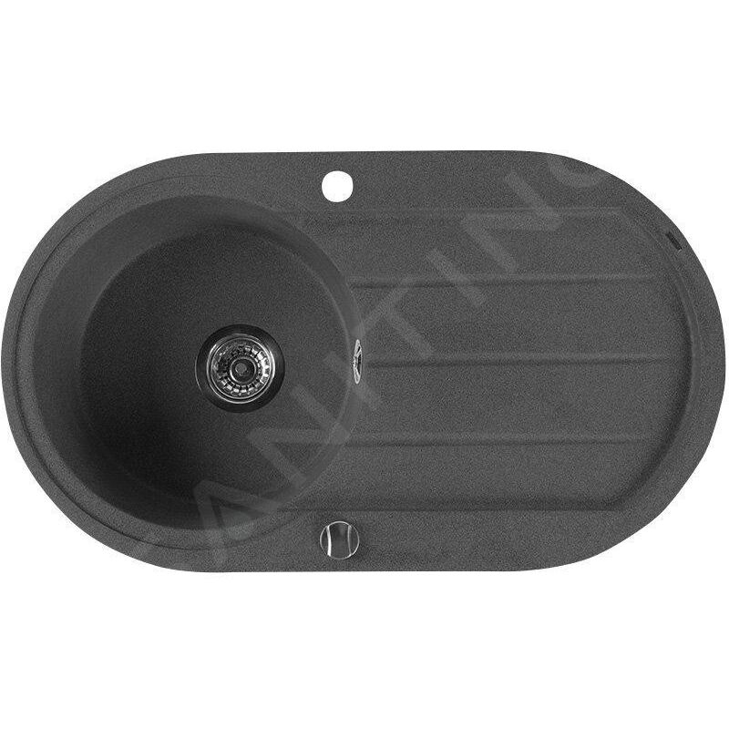 Sapho - viers - Evier en granit, 860x500 mm, noir GR1204