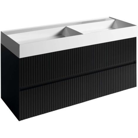 Sapho Filena - Meuble pour lavabo 118x52x43 cm, 4 tiroirs, noir mat strip FID1212BS