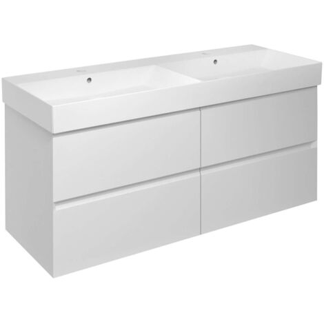 Sapho Filena - Mueble de lavabo 118x52x43 cm, 4 cajones, blanco mate FID1212W