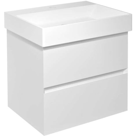 Sapho Filena - Mueble para lavabo, 57x52x43 cm, 2 cajones, blanco mate FID1260W
