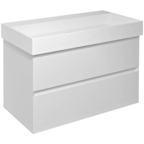Sapho Filena - Mueble para lavabo, 82x52x43 cm, 2 cajones, blanco mate FID1285W