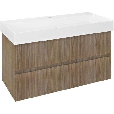 Sapho Filena - Mueble para lavabo, 95x52x43 cm, 2 cajones, roble FID1210D