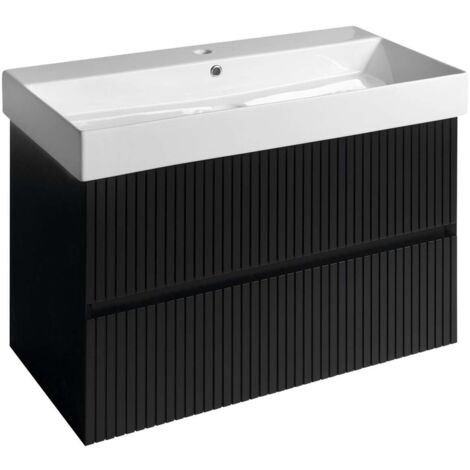 Sapho Filena - Waschtischunterschrank 82x52x43 cm, 2 Schubladen, mattschwarz strip FID1285BS