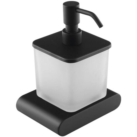 Sapho Flori - Dispensador de jabón con soporte, cristal opaco/negro mat, cromo RF019/15