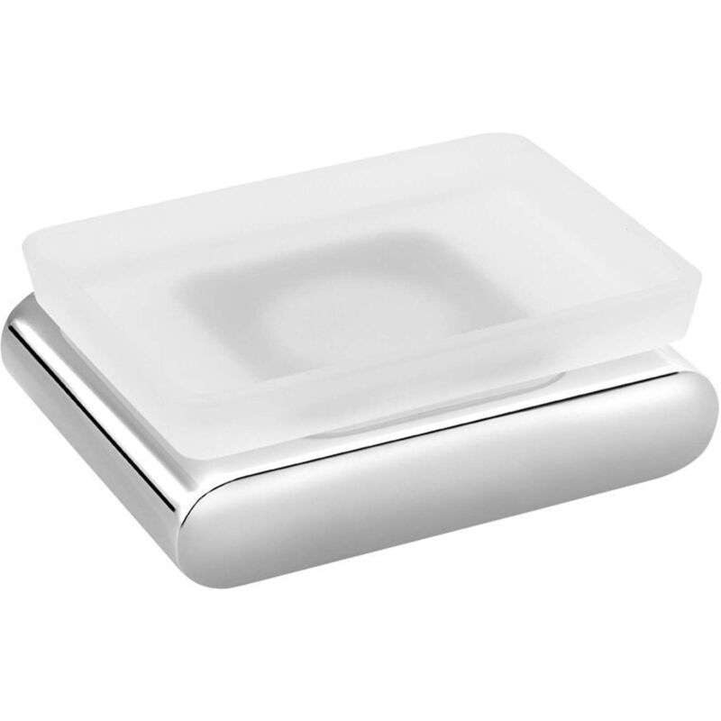 Flori - Porte-savon avec support, verre dépoli/chrome RF002 - Sapho