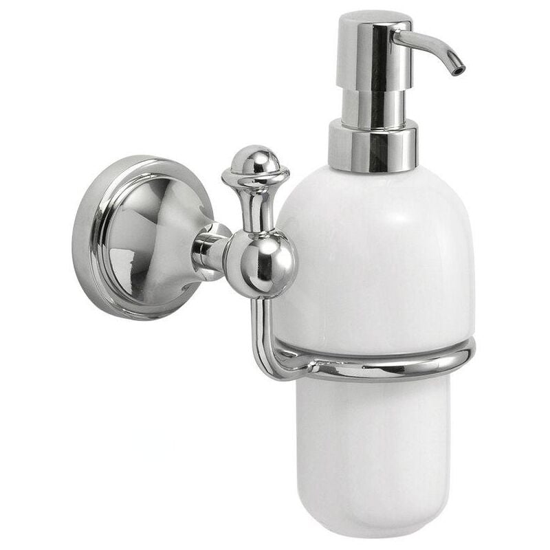 Sapho Gedi Nevis - Distributeur de savon avec support, céramique/chrome NV8013