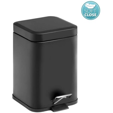 Sapho Gedy Badaccessoires - Mülleimer 3 l, Soft Close, schwarz matt 220914