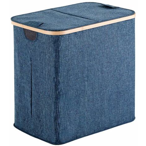 Sapho Gedy Badaccessoires - Wäschekorb, 51x34x53 cm, Blau/Bambus 133805
