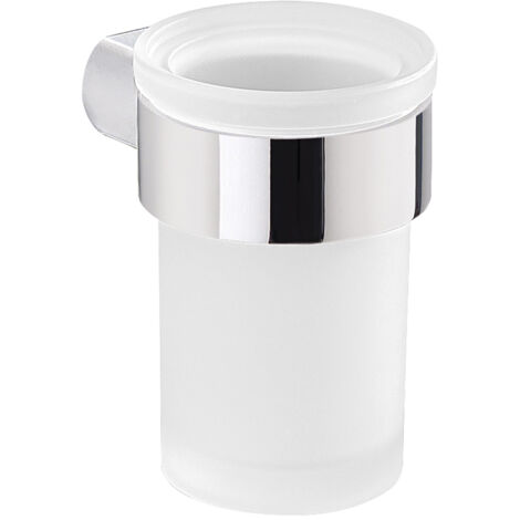 Sapho Gedy Pirenei - Vaso con soporte para cepillos de dientes, vidrio opalino/cromo PI1013