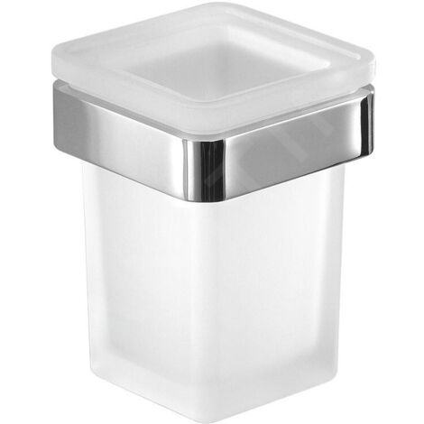 Sapho Gedy Samoa - Verre pour brosse à dents et dentifrice avec support, verre dépoli / chrome A81013