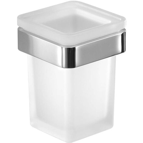 Sapho Gedy Samoa - Zahnbürsten- und Zahnpastabecher mit Halterung, Glas matt/ Chrom matt A81013