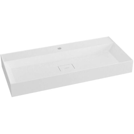 Sapho Godiva - Lavabo 96x44 cm, senza troppopieno, con foro per miscelatore, bianco GU096