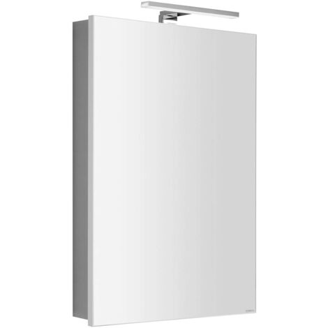 Sapho Greta - Armario con espejo e iluminación LED, 50x70x14 cm, 1 puerta, bisagras a la derecha, blanco mate GR050-0031