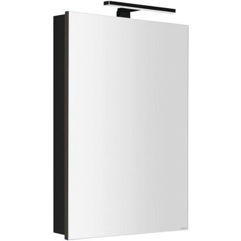 Sapho Greta - Mobiletto a specchio con illuminazione LED 50x70x14 cm, 1 anta, cerniere a destra, nero opaco GR055-0035