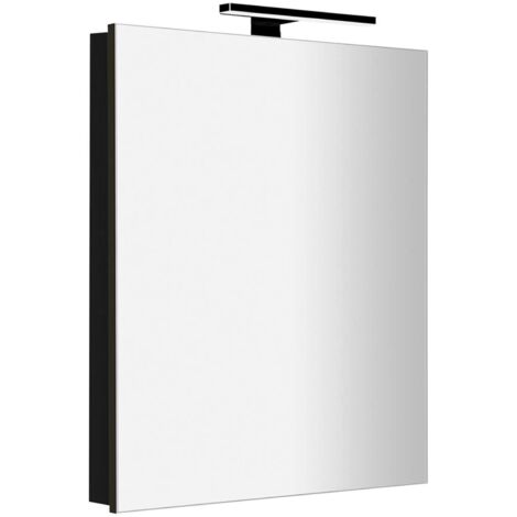 Sapho Greta - Mobiletto a specchio con illuminazione LED 60x70x14 cm, 1 anta, cerniere a destra, nero opaco GR065-0035