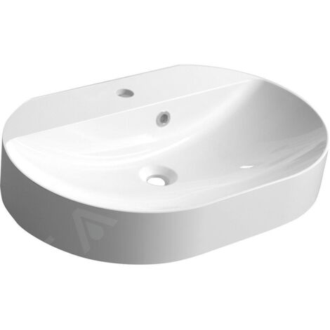 Sapho Helen - Lavabo 632x434 cm, avec trop-plein, trou pour robinetterie, blanc HE063