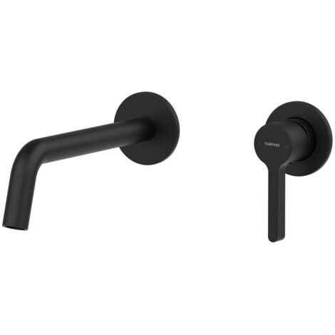 Sapho Iconic - Miscelatore a incasso per lavabo, montaggio a 2 fori, con corpo incasso, nero opaco AF008B