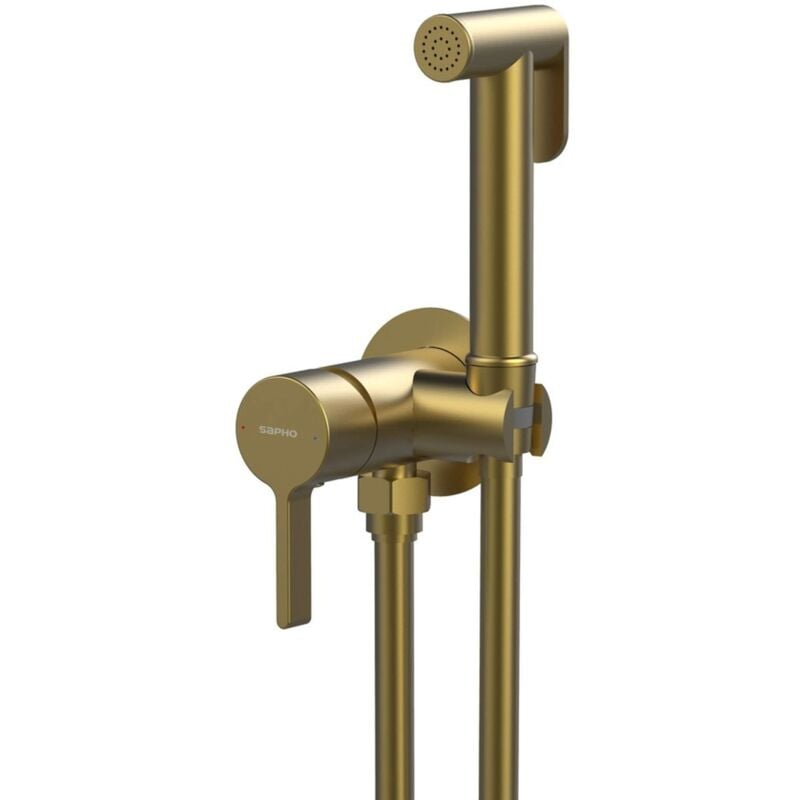 Sapho - Iconic - Mitigeur de bidet encastré, avec douchette, avec corps d'encastrement, doré mat AF040GB