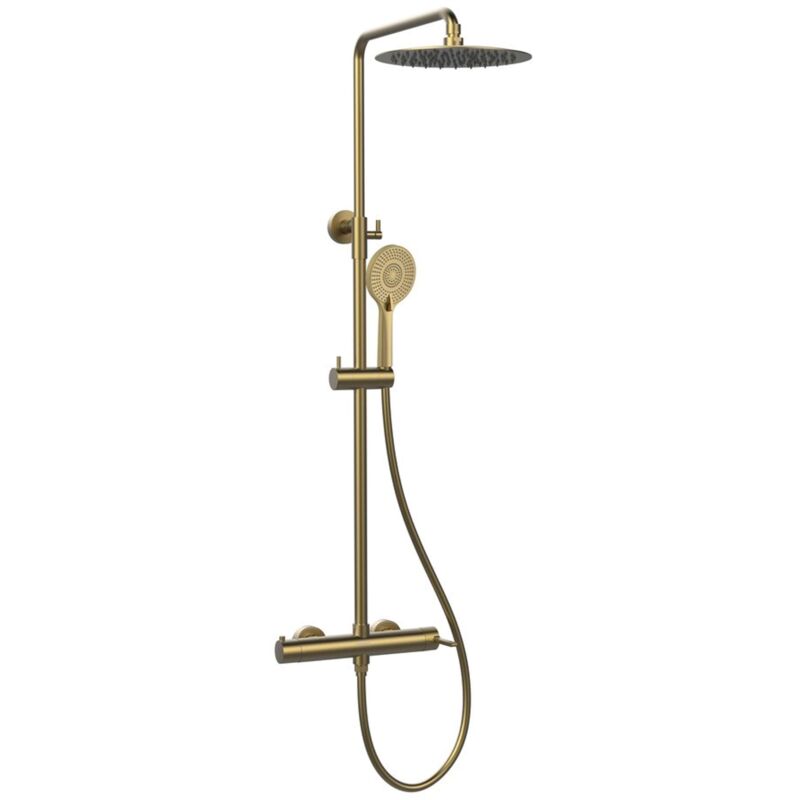 Iconic - Set de douche avec mitigeur, diamètre 25 cm, 3 jets, doré mat AF139GB - Sapho