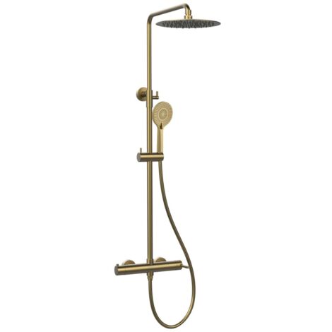 Sapho Iconic - Set de douche avec mitigeur, diamètre 25 cm, 3 jets, doré mat AF139GB