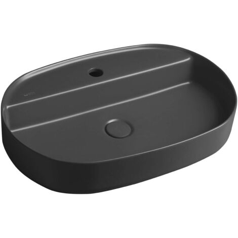 Sapho Infinity - Lavabo da appoggio 6x4 cm, senza troppopieno, con foro per miscelatore, antracite 10NF65060-2C