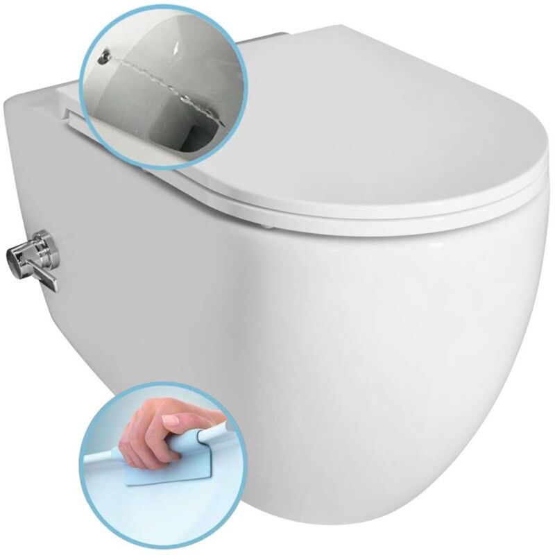 Sapho - Infinity - wc suspendu avec douchette de bidet, Rimless, blanc 10NFS1005I
