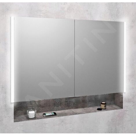 Sapho Integra - Armoire de toilette avec éclairage LED, 106x70x17 cm, encastrable, alu titane IN105