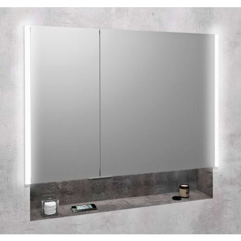 Sapho Integra - Einbauspiegelschrank mit LED-Beleuchtung, 86x70 cm, Spiegel/Titan-Aluminium IN085