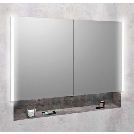 Sapho Integra - Mobile a specchio con illuminazione a LED, 1055x700x165 mm, da incasso, alluminio titanio IN105
