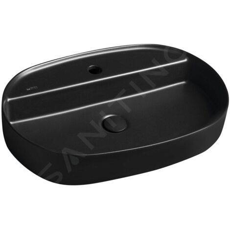 Sapho Isvea - Lavabo à poser 60x40 cm, trou pour robinet, noir mat 10NF65060-2N