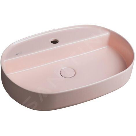 Sapho Isvea - Lavabo à poser 60x40 cm, trou pour robinet, rose saumon 10NF65060-2S