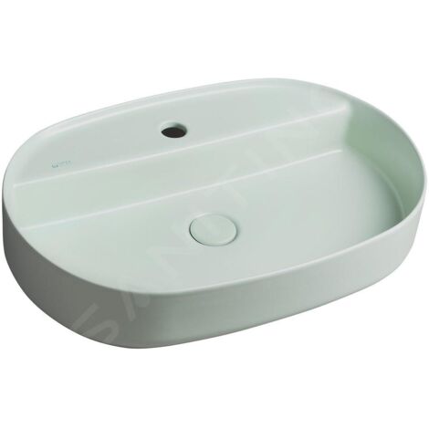 Sapho Isvea - Lavabo à poser 60x40 cm, trou pour robinet, vert menthe 10NF65060-2T