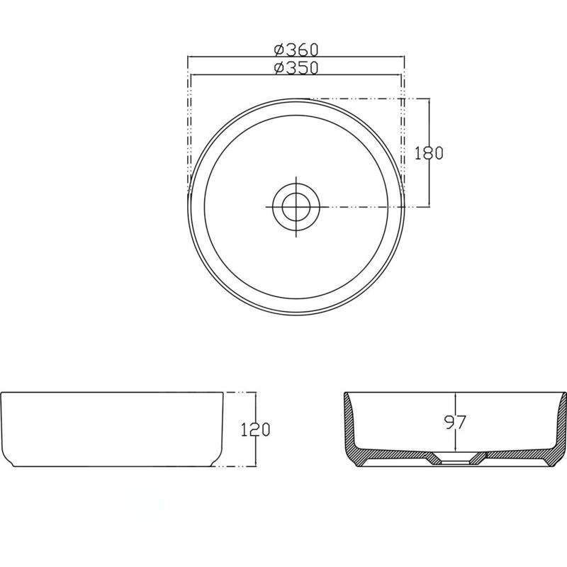 Isvea - Vasque à poser, diamètre 36 cm, sans trop-plein, blanc mat 10NF65036-2L - Sapho