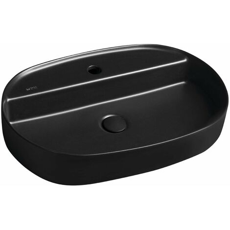 Sapho Isvea - Lavabo da appoggio, 60x40 cm, con foro per miscelatore, nero opaco 10NF65060-2N
