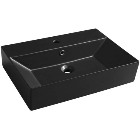 Sapho Isvea - Lavabo Sistema, 60x42 cm, con rebosadero, agujero para grifo, negro mate 10SF50060-2N