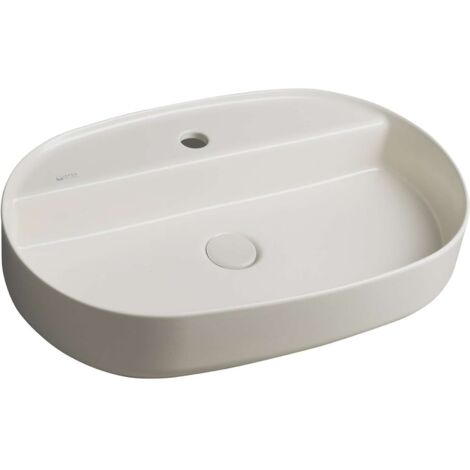 Sapho Isvea - Lavabo sobre encimera 60x40 cm, orificio para grifo, ivory 10NF65060-2K