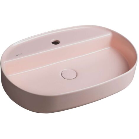Sapho Isvea - Lavabo sobre encimera 60x40 cm, orificio para grifo, rosa de salmon 10NF65060-2S