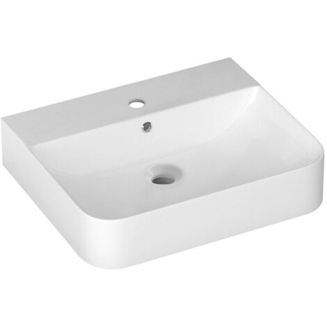 Sapho Isvea Sott Aqua - Lavabo da appoggio, 61x50 cm, con 1 foro per miscelatore, bianco 10SQ51061