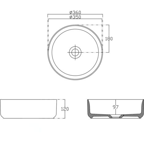 Sapho Isvea - Vasque à poser, diamètre 36 cm, sans trop-plein, blanc mat 10NF65036-2L