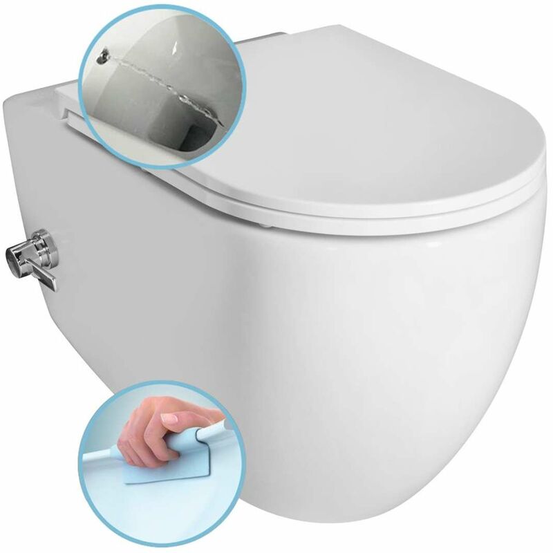 Sapho Isvea - WC suspendu INFINITY avec douchette de bidet, Rimless, blanc 10NFS1001I