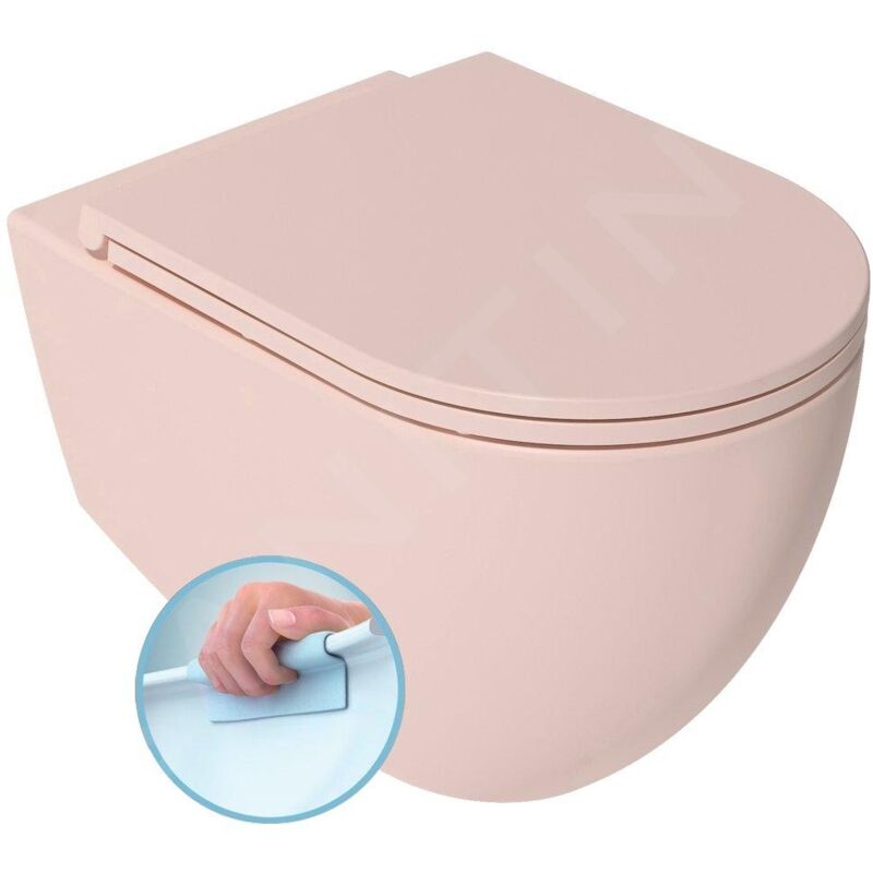 Sapho - Isvea - Cuvette suspendue infinity, Rimless, rose saumon 10NF02001-2S