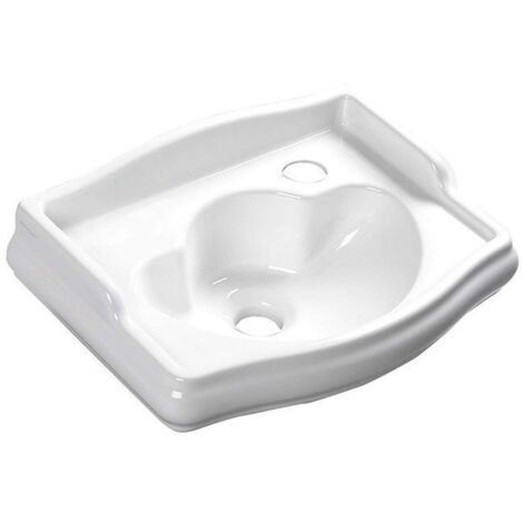Sapho Kerasan Retro - Lavabo de cerámica 41x30 cm, orificio para grifo a la derecha, sin rebosadero, blanco 103301DX