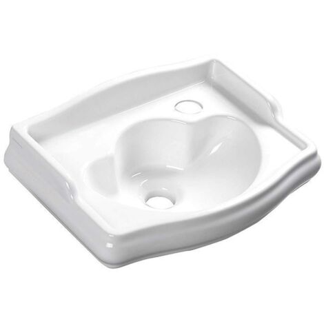 Sapho Kerasan Retro - Lavamani in ceramica 41x30 cm, foro per miscelatore a destra, senza troppopieno, bianco 103301DX