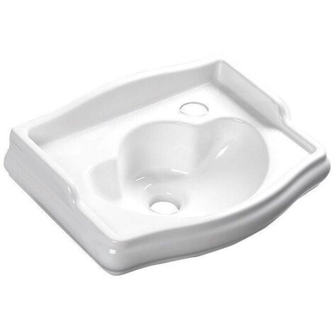 Sapho Kerasan Retro - Lave-mains céramique 410x300 mm, trou pour robinetterie à droite, sans trop-plein, blanc 103301DX