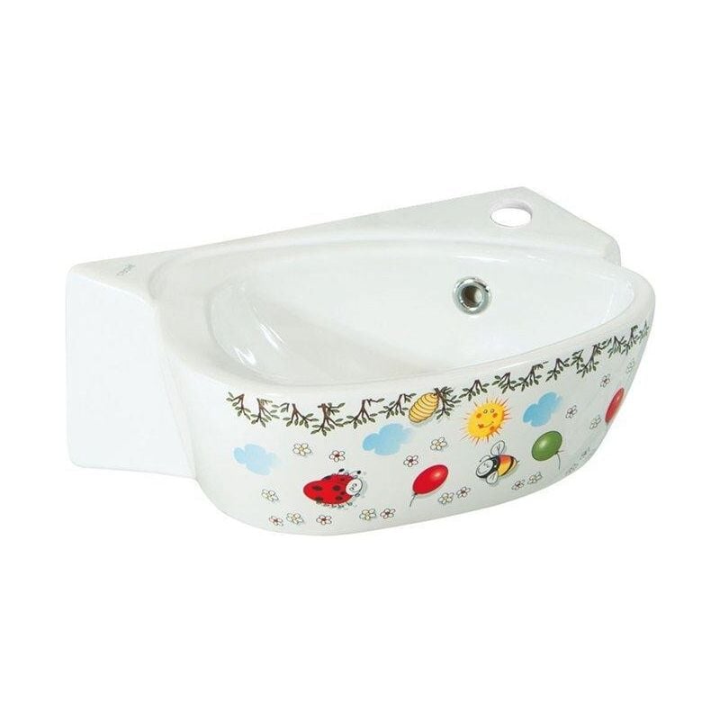 Kid - lave-mains pour enfants 386x290 mm, avec trop-plein, trou pour robinet, impression couleur CK035-FF - Sapho
