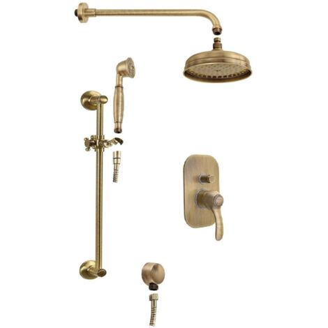 Sapho Kirké - Set de douche avec mitigeur encastré, avec corps d’encastrement, diamètre 20 cm, bronze KI42B-01