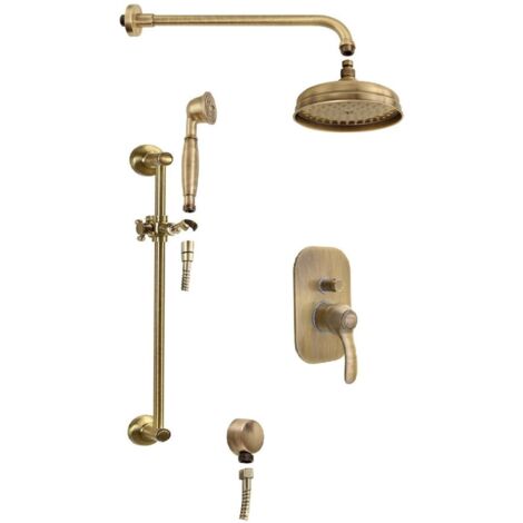 Sapho Kirké - Set doccia con miscelatore da incasso, con corpo, diametro 20 cm, bronzo KI42B-01